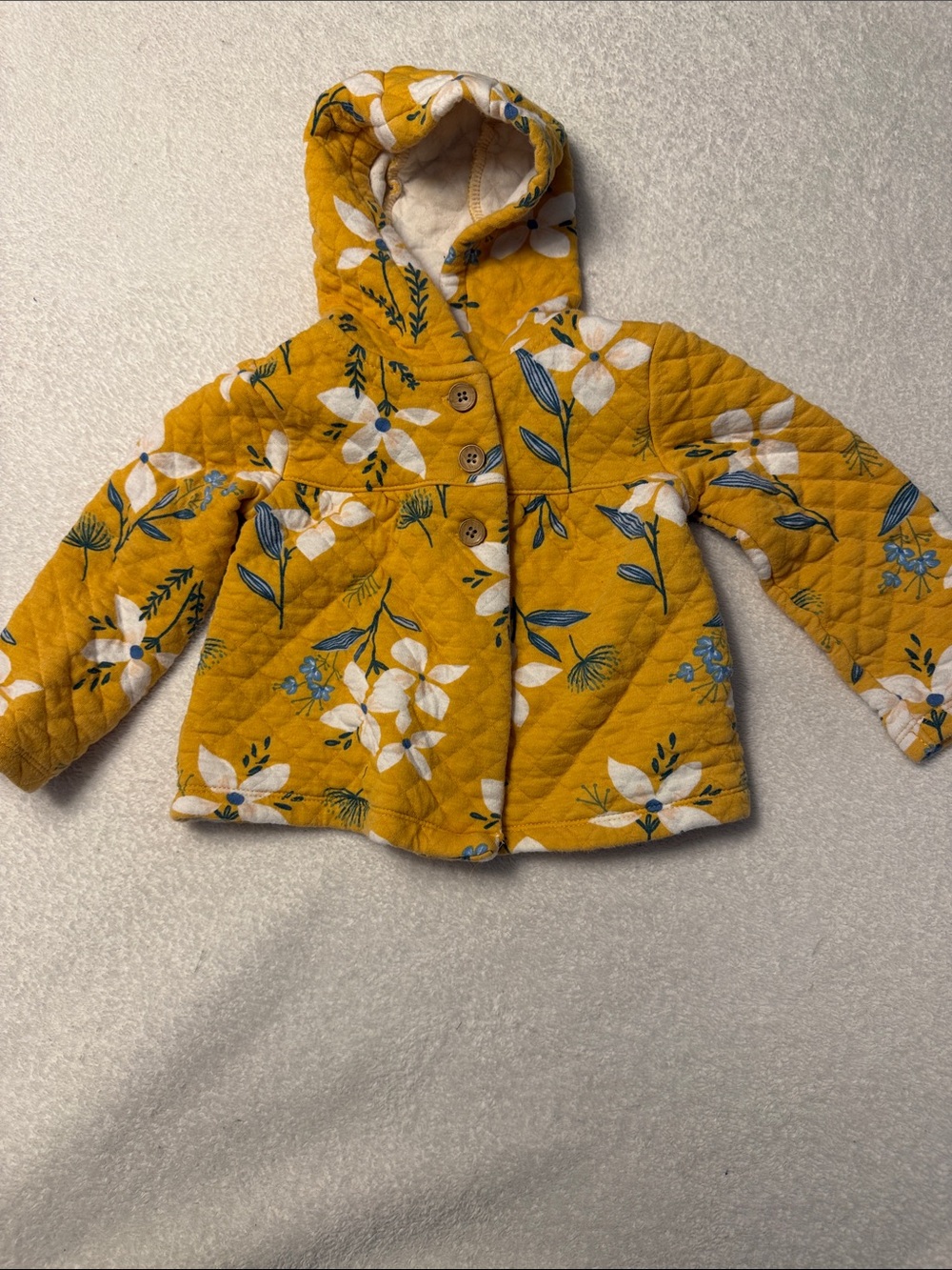 Carter's Mustard Yellow Quilted Floral Hooded Jacket